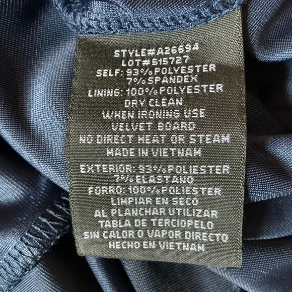 Betsy & Adam Velvet Flower Bodice Midi Sheath Cocktail Dress Navy Blue Size 14 - Picture 10 of 12